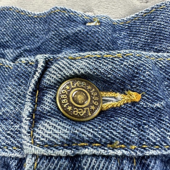 VINTAGE Lee Jeans Womens 14 Long Blue Paperbag Mom Tapered High Rise Made in USA - Picture 13 of 15